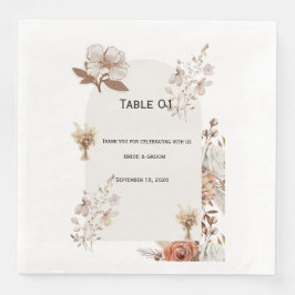 Rustic Neutral Wedding Table Numbers Serviette