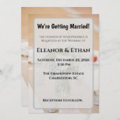 Rustic Neutral White Rose Burlap Mason Jar Wedding Einladung (Vorne/Hinten)