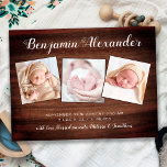 Rustic New Baby 3 Foto Geburtserklärung Vielen Dan Postkarte<br><div class="desc">Mit diesen rustikalen Holzmöbeln, den unterhaltsamen und modernen Kollage-Karten für Fotos kündigen Sie Ihr neues Baby an Freunde und Familie. Personalisieren Sie Ihre Fotos mit 3 Ihrer Lieblings-und personalisieren Sie mit Namen, geborenen Datum, Geburtsdaten. COPYRIGHT © 2020 Judy Burrows, Black Dog Art - Alle Rechte vorbehalten. Rustic New Baby 3...</div>