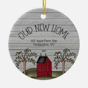Rustic New Zuhause First Christmas Custom Keramik  Ornament