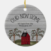 Rustic New Zuhause First Christmas Custom Keramik  Ornament (Hinten)