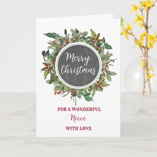 Rustic Niece Classmate Frohe Weihnachten Karte (Gelbe Blume)