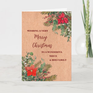 Rustic Niece & Family Frohe Weihnachten Karte