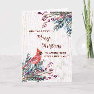 Rustic Niece & Family Frohe Weihnachten Karte