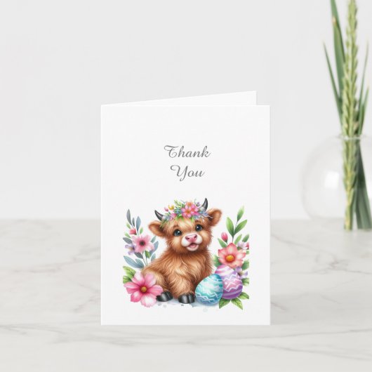 Rustic Niedlich Baby Highland Cow Danke Karte (Vorderseite)