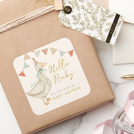 Rustic Niedlich Hello Baby Duck Baby Duck Baby Dus Quadratischer Aufkleber