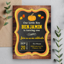 Rustic Niedlich Little Pumpkin 1. Geburtstag Party Einladung