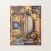Rustic Night Spa Cozy Bathhouse Candles & Flowers Puzzle (Vertikal)
