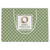 Rustic Nordic Christmas Gift Bag Neutral Minimal Große Geschenktüte (Vorderseite)