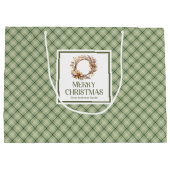 Rustic Nordic Christmas Gift Bag Neutral Minimal Große Geschenktüte (Rückseite)