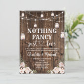 Rustic Nothing Fancy Just Love Wedding Einladung (Stehend Vorderseite)