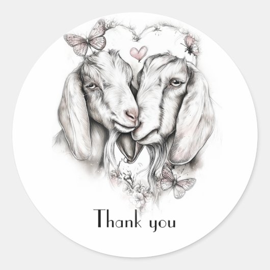 Rustic Nubian Goat Sketch  Runder Aufkleber (Vorderseite)