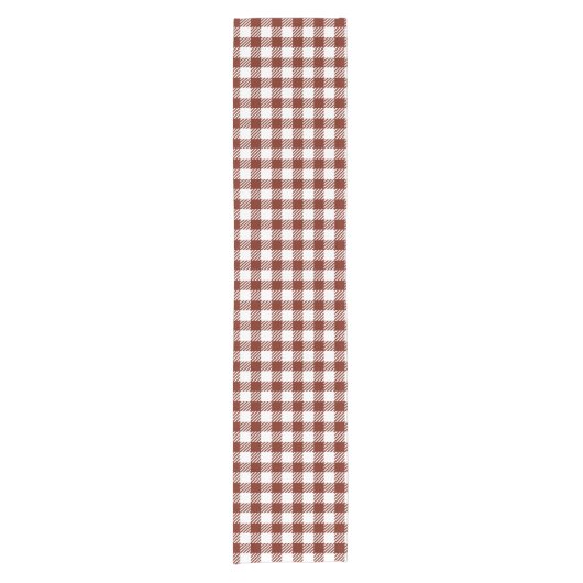 Rustic Nutmeg Brown Gingham Buffalo Kariert Kurzer Tischläufer (Vorderseite)