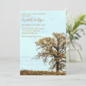 Rustic Oak Tree Autumn Bridal Shower Einladung (Stehend Vorderseite)