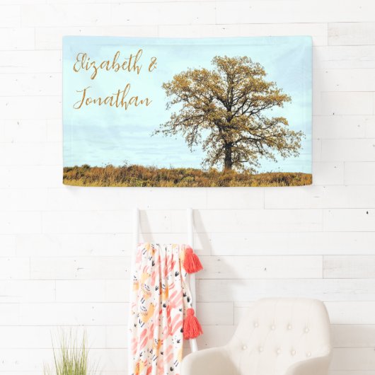Rustic Oak Tree Autumn Wedding Banner (Insitu)