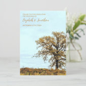 Rustic Oak Tree Autumn Wedding Dankeskarte (Stehend Vorderseite)