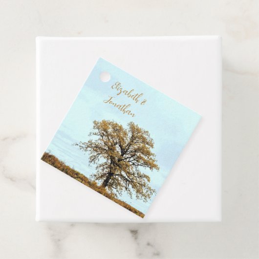 Rustic Oak Tree Autumn Wedding Geschenkanhänger (Beispiel)