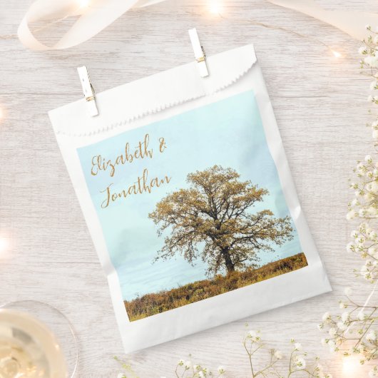 Rustic Oak Tree Autumn Wedding Geschenktütchen (Ausgeschnitten)