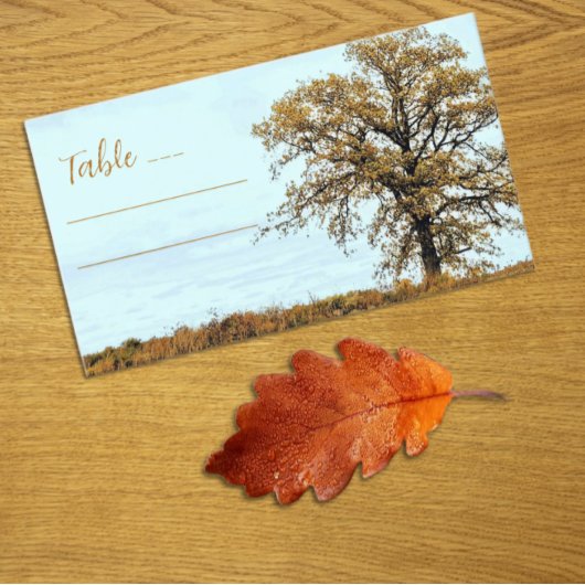 Rustic Oak Tree Autumn Wedding Platzkarte
