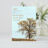 Rustic Oak Tree Autumn Wedding RSVP Karte (Stehend Vorderseite)