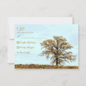 Rustic Oak Tree Autumn Wedding RSVP Karte (Vorderseite)