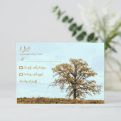 Rustic Oak Tree Autumn Wedding RSVP Karte (Stehend Vorderseite)