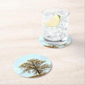 Rustic Oak Tree Autumn Wedding Runder Pappuntersetzer (Vor Ort)