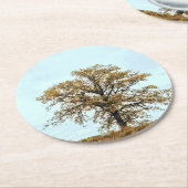 Rustic Oak Tree Autumn Wedding Runder Pappuntersetzer (Angewinkelt)