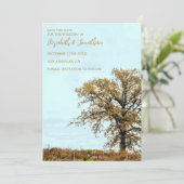 Rustic Oak Tree Autumn Wedding Save The Date (Stehend Vorderseite)
