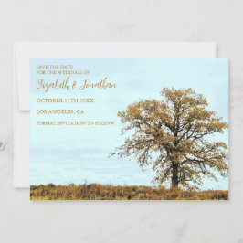 Rustic Oak Tree Autumn Wedding Save The Date