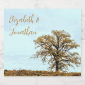 Rustic Oak Tree Autumn Wedding Schaumweinetikett (Einzelnes Label)