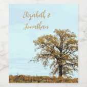 Rustic Oak Tree Autumn Wedding Weinetikett (Einzelnes Label)