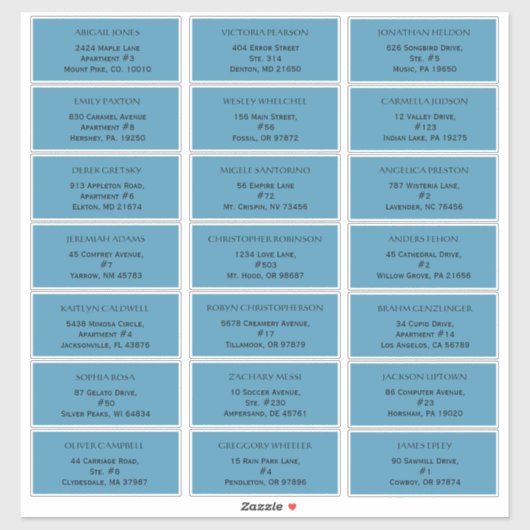 Rustic Ocean Blue Wedding Guest Address Labels (Blatt)