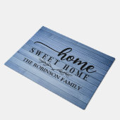 Rustic Ocean Blue Wood Bauernhof Custom Fußmatte (Schrägansicht)