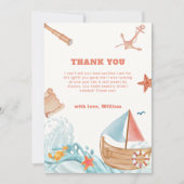 Rustic Ocean Boy Adventure Sailboat Babydusche Dankeskarte (Vorderseite)