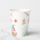 Rustic Ocean Boy Adventure Sailboat Babydusche Pappbecher (Links)