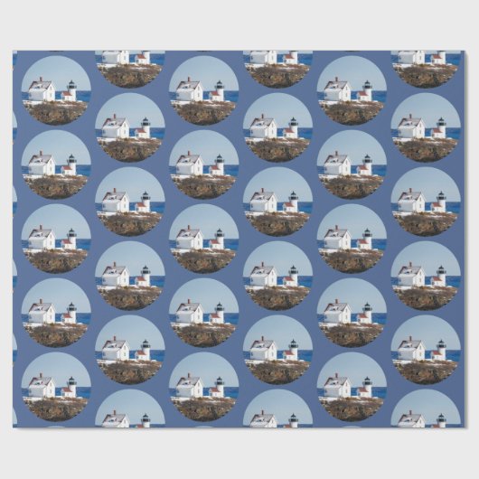 Rustic Ocean Lighthouse Weihnachten Geschenkpapier (Flach)