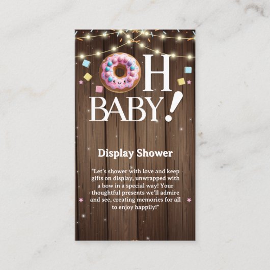 Rustic Oh Baby Donut & Sprinkle Kawaii Babydusche Begleitkarte (Vorderseite)