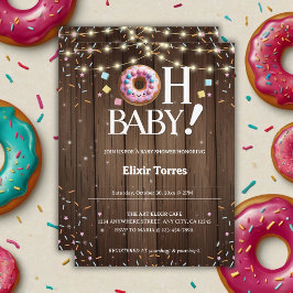 Rustic Oh Baby Donut & Sprinkle Kawaii Babydusche Einladung