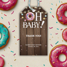 Rustic Oh Baby Donut & Sprinkle Kawaii Babydusche Geschenkanhänger