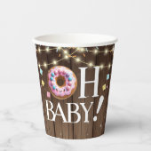 Rustic Oh Baby Donut & Sprinkle Kawaii Babydusche Pappbecher (Vorderseite)