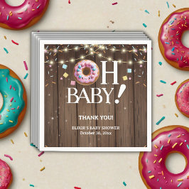 Rustic Oh Baby Donut & Sprinkle Kawaii Babydusche Serviette