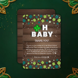 Rustic Oh Baby St. Patrick's Day Baby Shower Dankeskarte