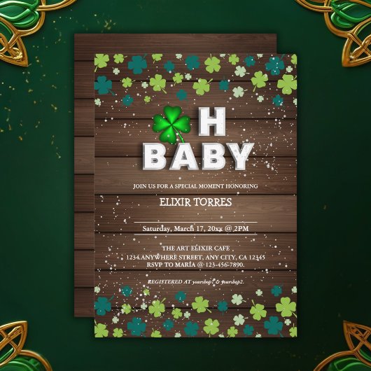 Rustic Oh Baby St. Patrick's Day Baby Shower Einladung