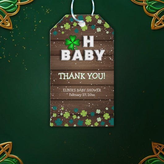 Rustic Oh Baby St. Patrick's Day Baby Shower Geschenkanhänger