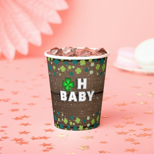 Rustic Oh Baby St. Patrick's Day Baby Shower Pappbecher (Insitu)