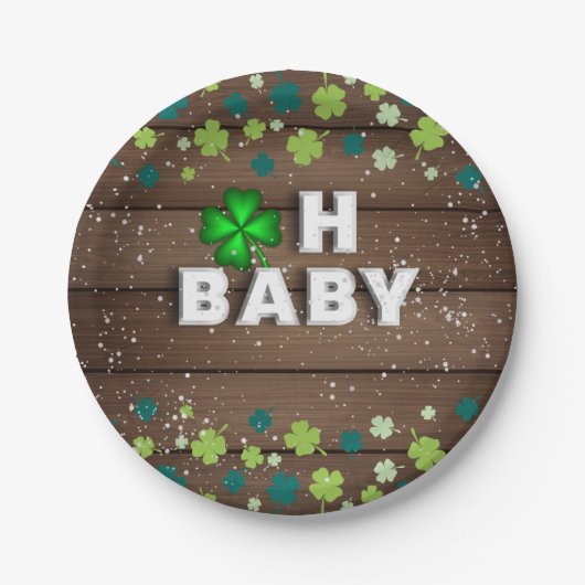 Rustic Oh Baby St. Patrick's Day Baby Shower Pappteller (Vorderseite)