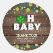Rustic Oh Baby St. Patrick's Day Baby Shower Runder Aufkleber (Vorderseite)