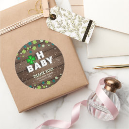 Rustic Oh Baby St. Patrick's Day Baby Shower Runder Aufkleber