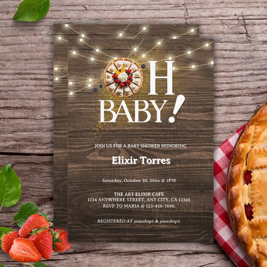 Rustic Oh Baby Süsse Pie Baby Dusche Einladung